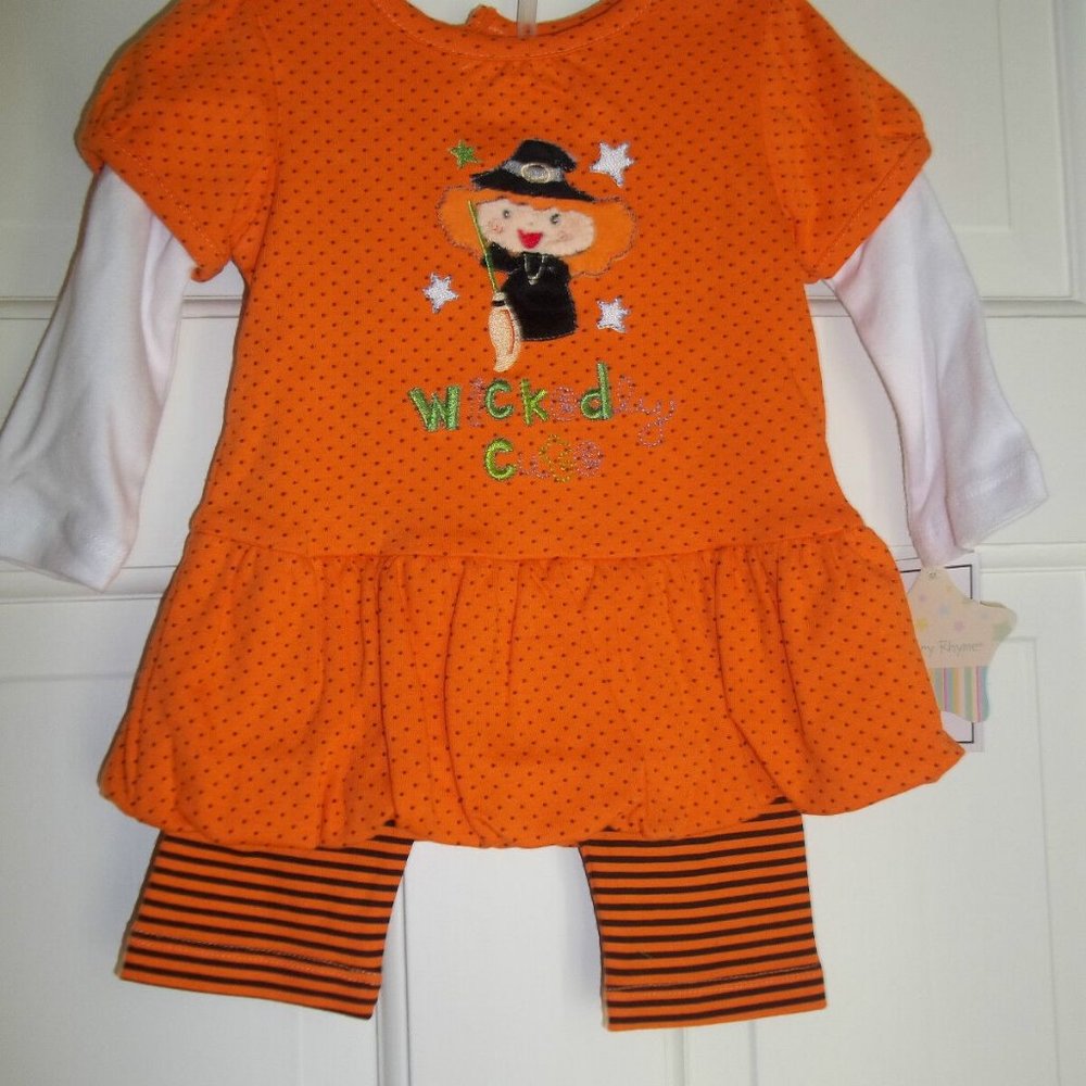 NURSERY RHYME 2 PIECE HALLOWEEN OUTFIT. 0-3 MO